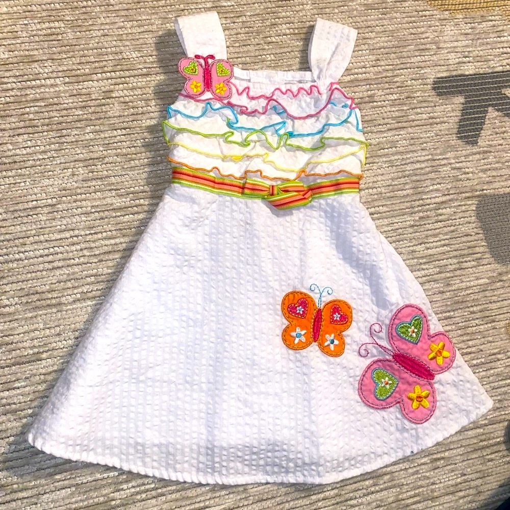 Youngland White and Pink Ruffled Dress 2T